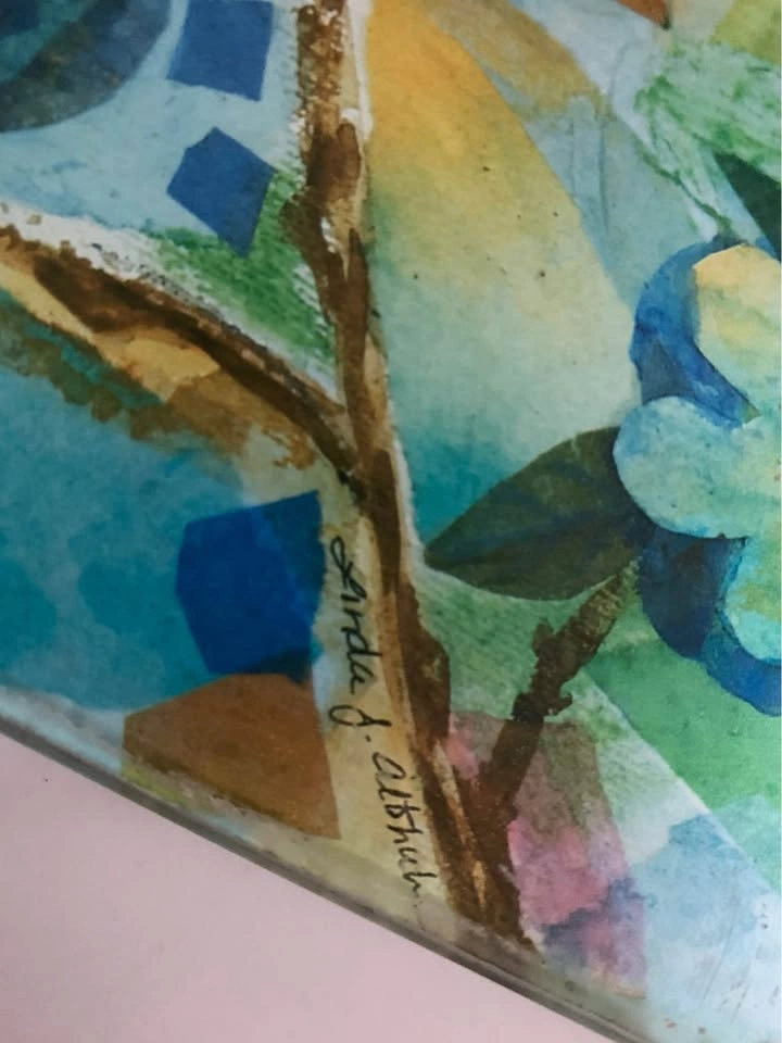 Watercolor Collage by Linda S. Altshuler Blue Bird - photo 3