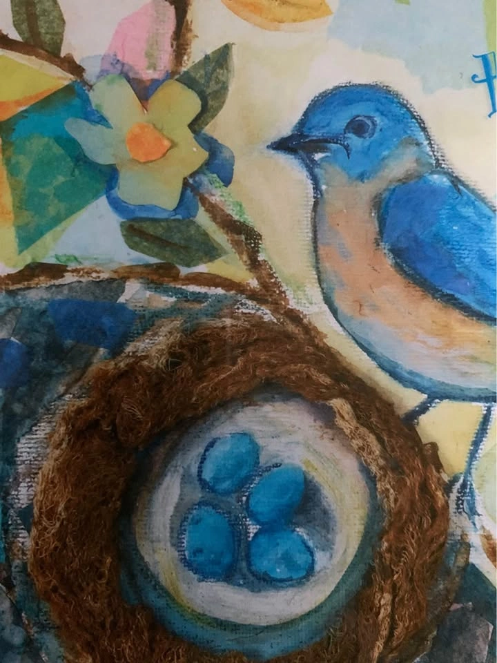 Watercolor Collage by Linda S. Altshuler Blue Bird - photo 5