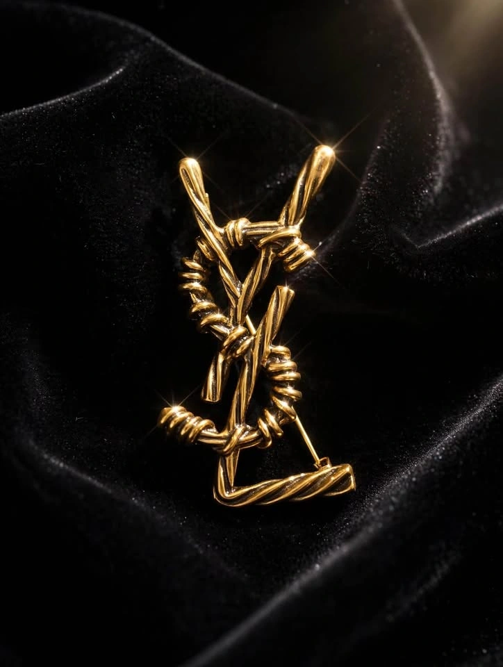 Saint Laurent YSL Monogram Brooch
