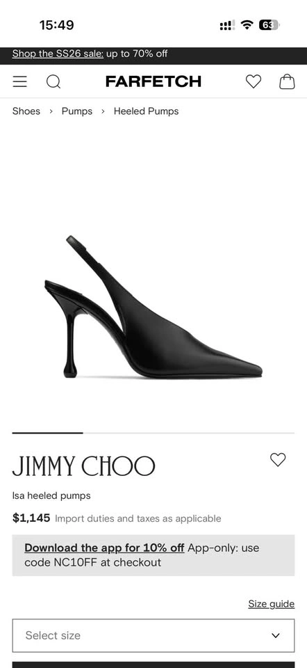 Jimmy Choo Isa 95 Slingback size 39 - photo 2