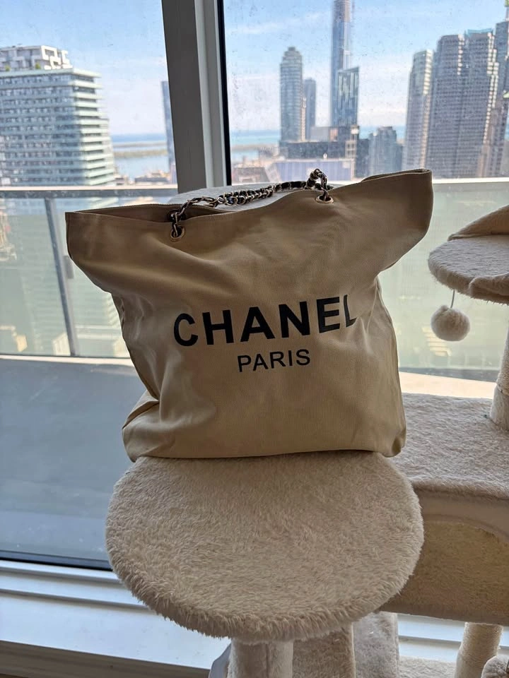 🤍 Large Canvas Tote Bag – Cream/Beige
