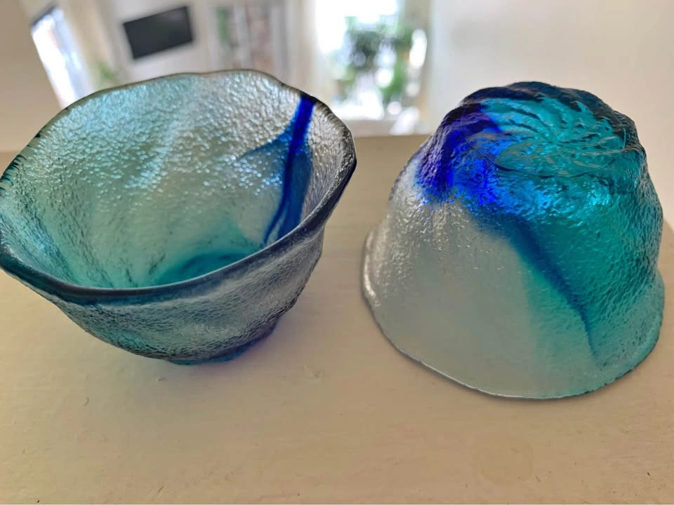 Blue Glass Bowls/tea candle Holders