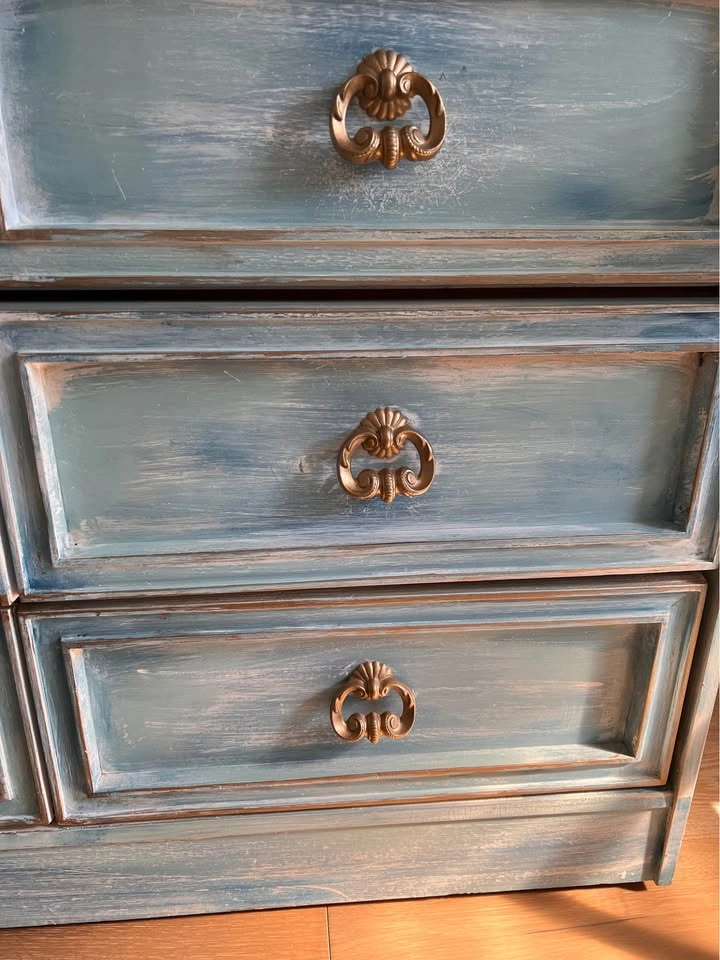 Vintage Distressed Blue Solid Wood Dresser - photo 2