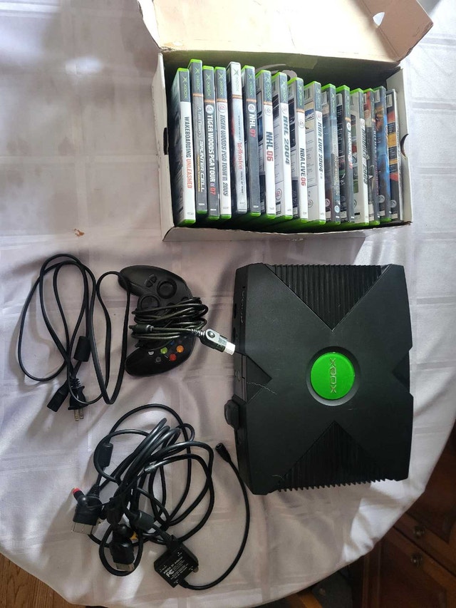 original xbox console with games