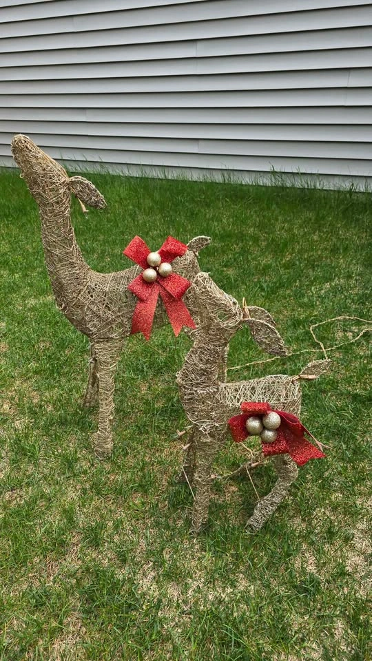Set of 2 Glitter Mesh Reindeer Christmas Decorations - photo 2