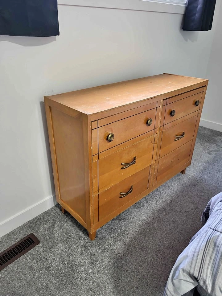 Vintage Mid-Century Modern 6-Drawer Double Dresser Project Piece