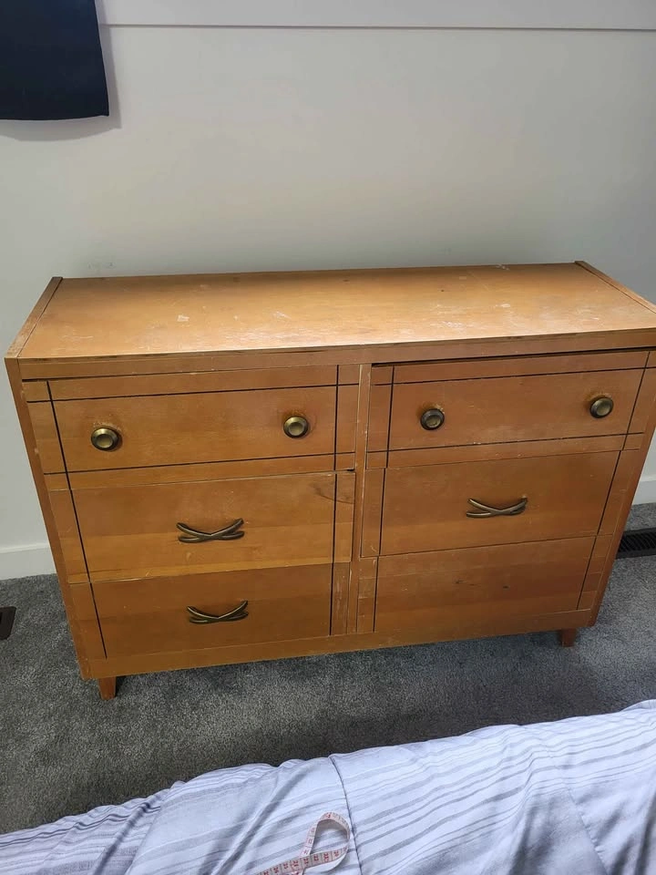 Vintage Mid-Century Modern 6-Drawer Double Dresser Project Piece - photo 2