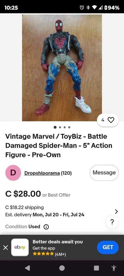 Vintage 1999 ToyBiz Battle Damaged Spider-Man 6" Figure - photo 5