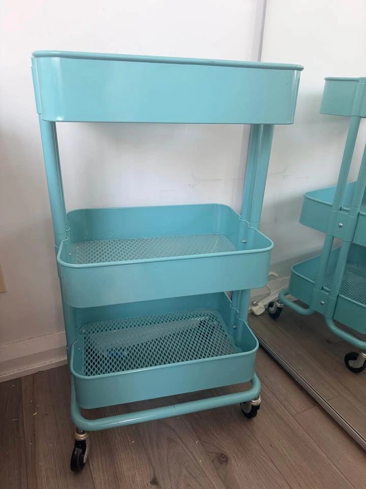 Three-Tier Rolling Storage Cart – Turquoise - photo 2