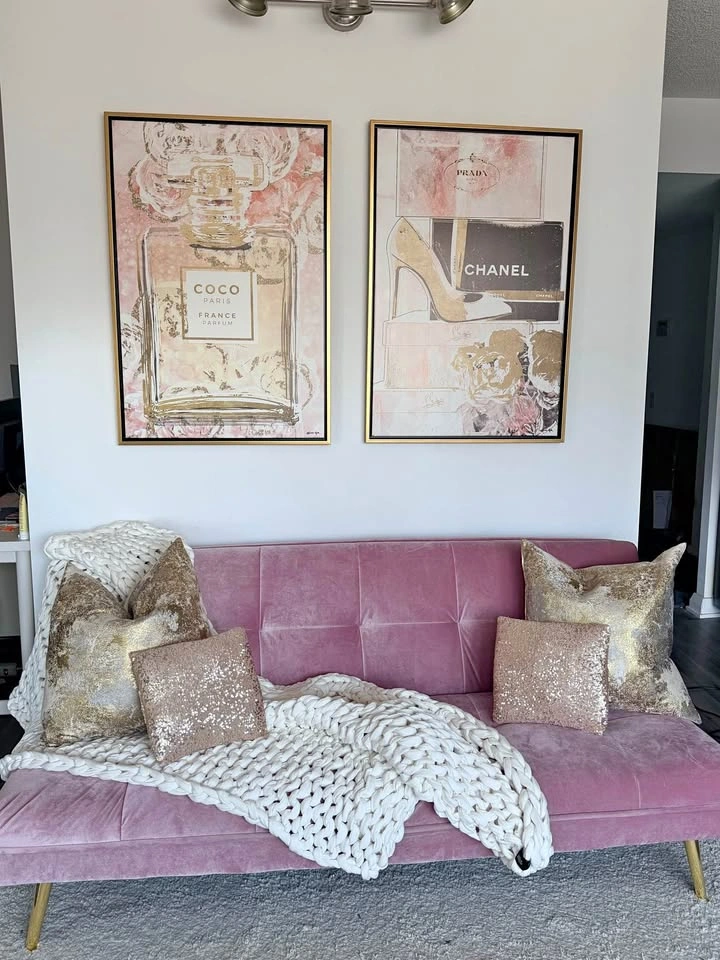 Pink Velvet Sofa Bed