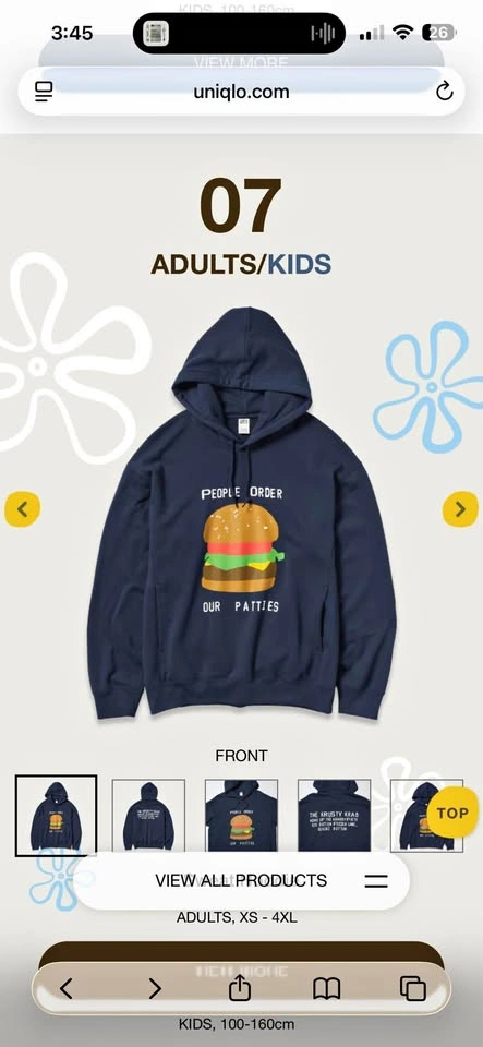 Uniqlo SpongeBob SquarePants Krusty Krab Hoodie