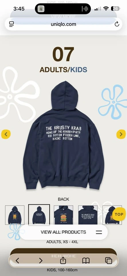 Uniqlo SpongeBob SquarePants Krusty Krab Hoodie - photo 2