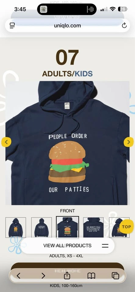 Uniqlo SpongeBob SquarePants Krusty Krab Hoodie - photo 3