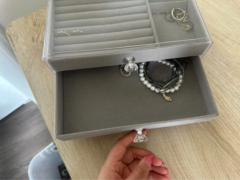 Clear Acrylic 3-Drawer Jewelry Box with Velvet Lining - photo 3