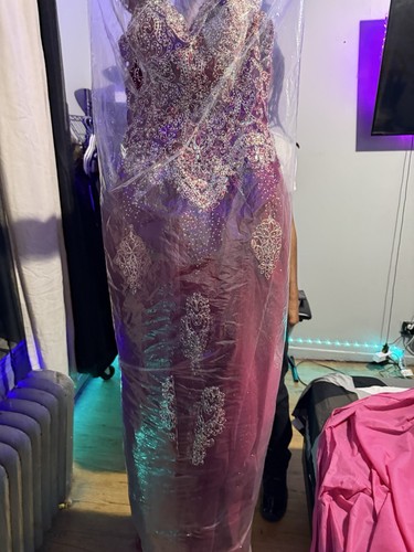 Zobo Burgundy Embellished Tulle Ball Gown Dress Size M - photo 4