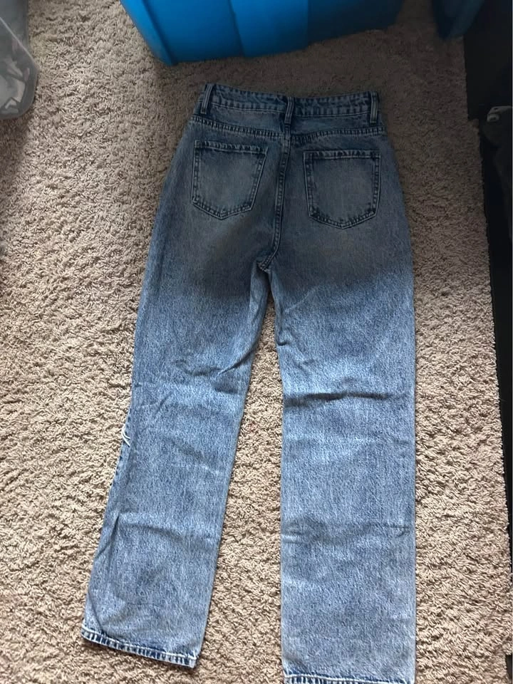 Distressed Straight Leg Denim Jeans Size S/4 - photo 2