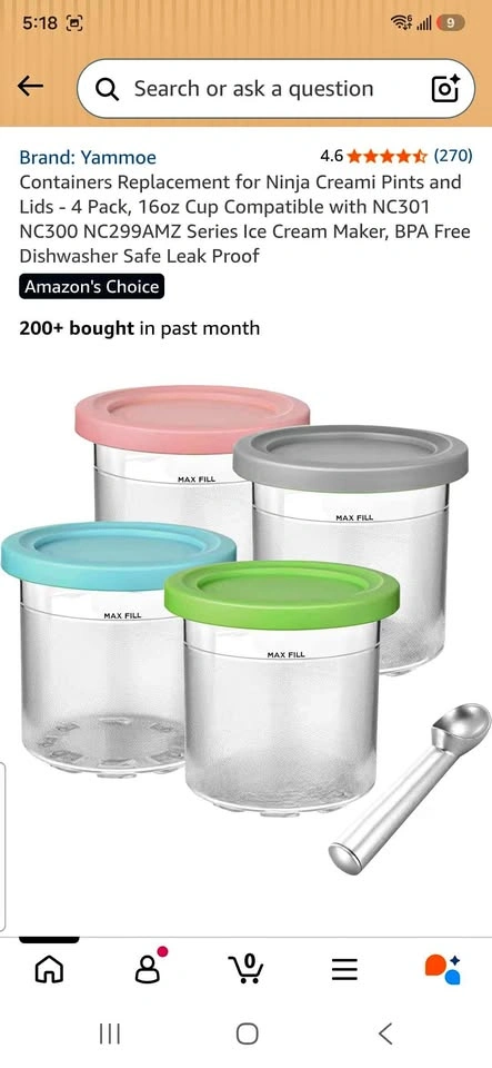 Yammoe Replacement Pints and Lids for Ninja Creami
