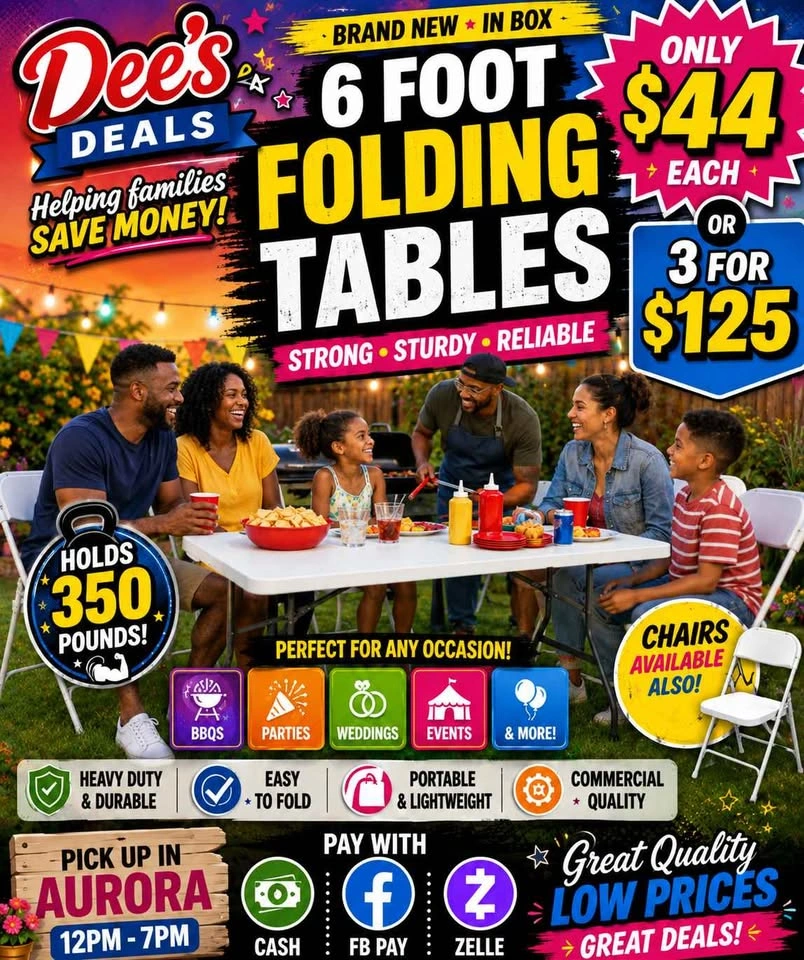6 foot folding tables BRAND NEW IN BOX ONLY $44 - photo 2