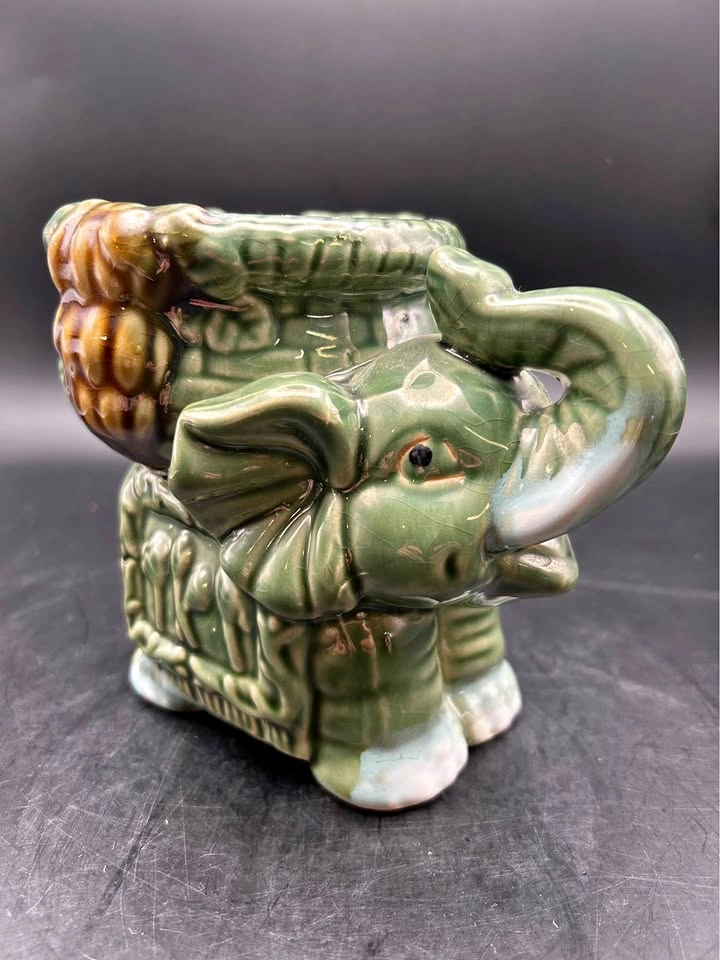 Vintage Majolica Elephant Planter/Holder