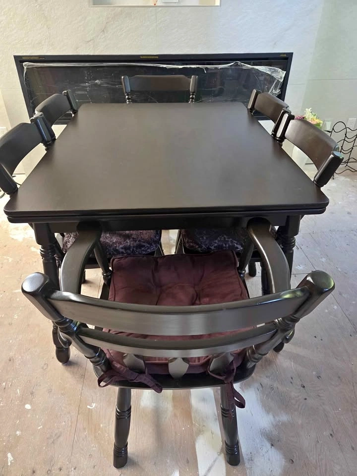 Dark Wood Dining Table with 6 Chairs
