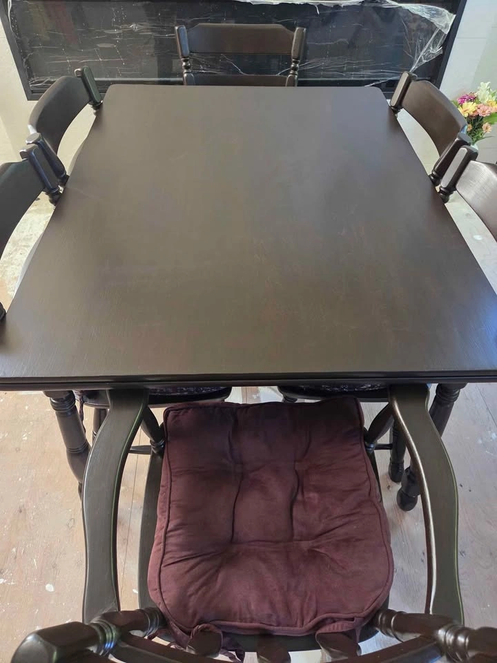 Dark Wood Dining Table with 6 Chairs - photo 2