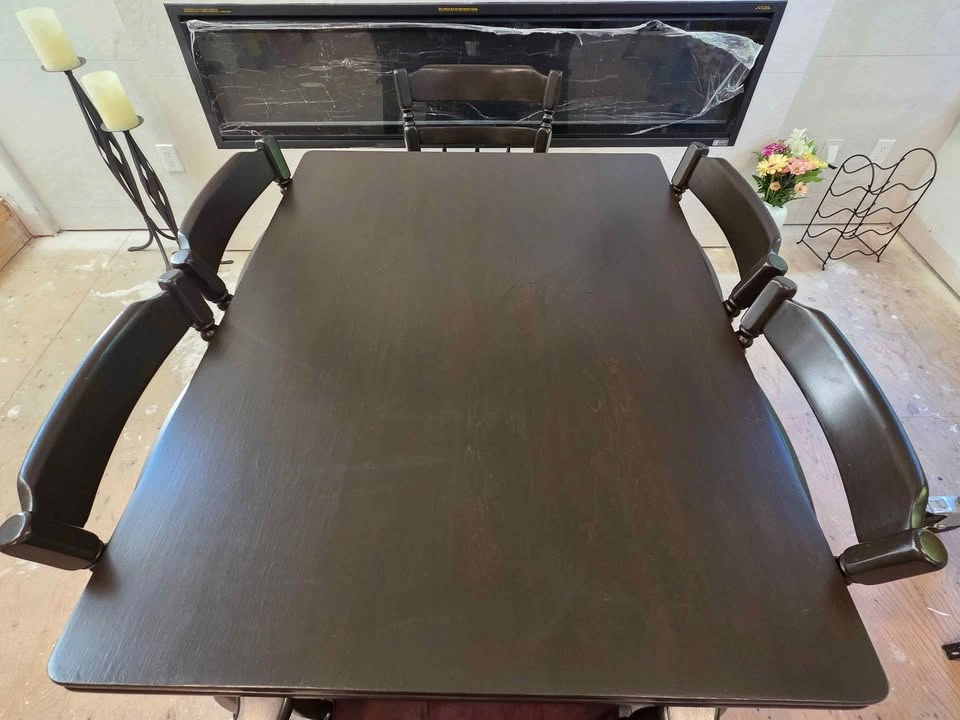 Dark Wood Dining Table with 6 Chairs - photo 3