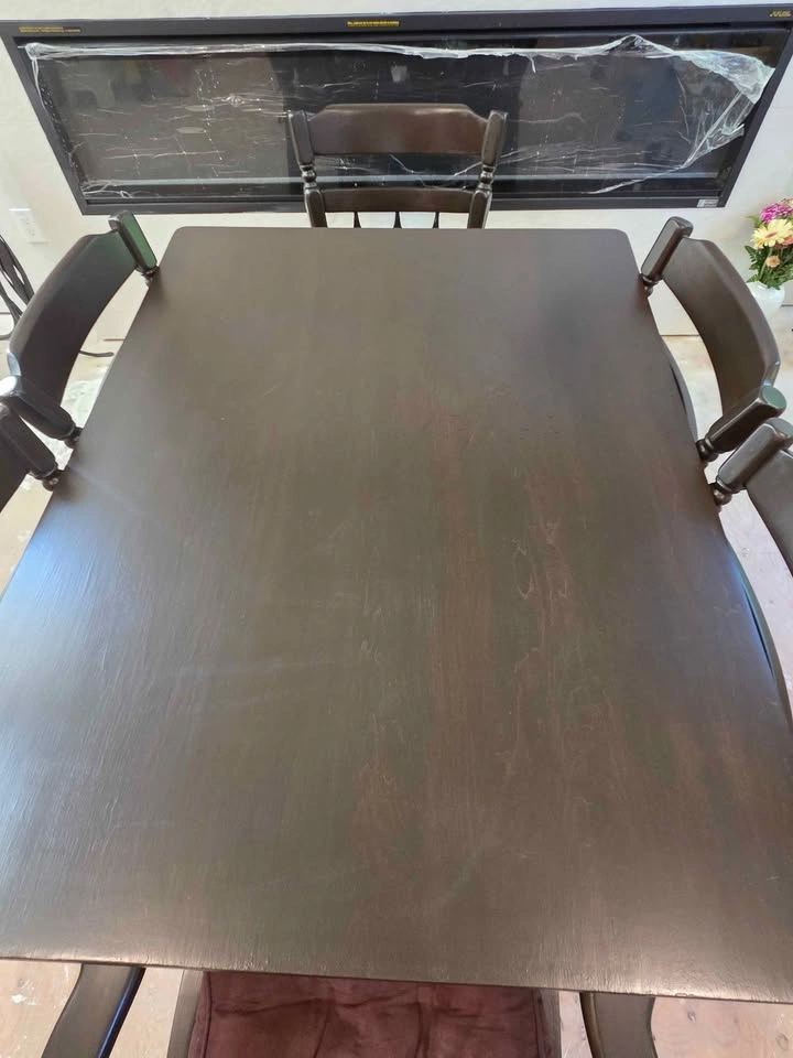 Dark Wood Dining Table with 6 Chairs - photo 4