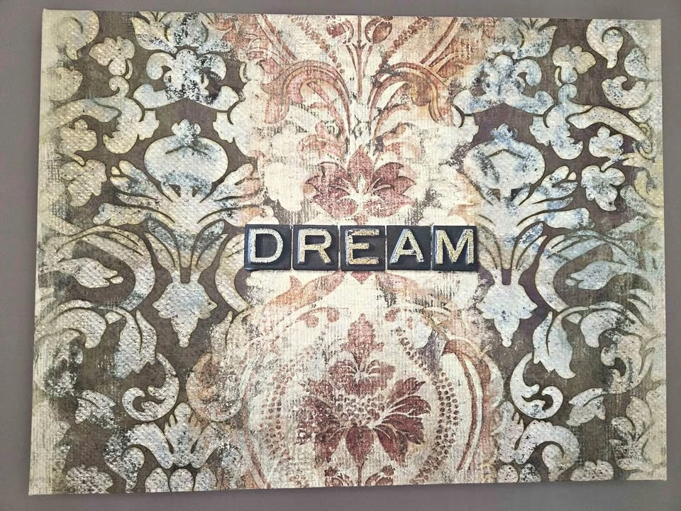 Damask 'DREAM' Canvas Wall Art