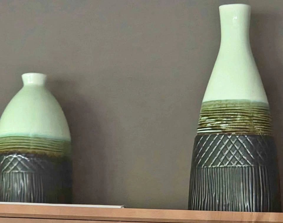 HomeSense Mid-Century Modern Ceramic Vase Set (2 Pcs)