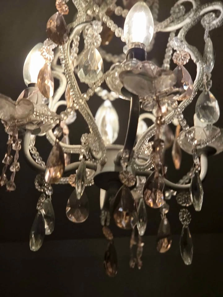 Designer Pink/White Crystal Mini-Chandelier w/ Glass Butterflies - photo 4