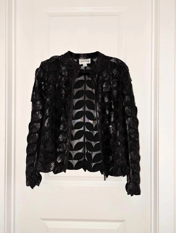 Joseph Ribkoff Black Leaf Pattern Jacket
