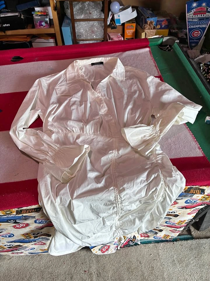 Akira white womens button down shirt