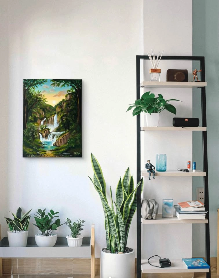Original handmade waterfall acrylic painting - photo 4