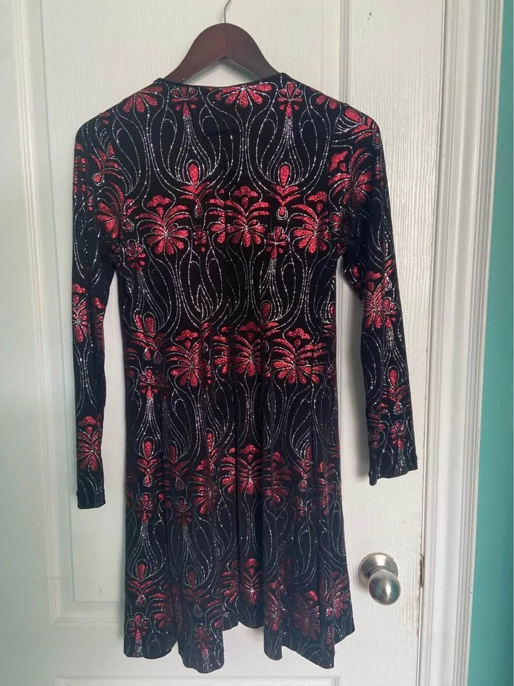Medium Black and Red Glitter Long Cardigan Duster - photo 3