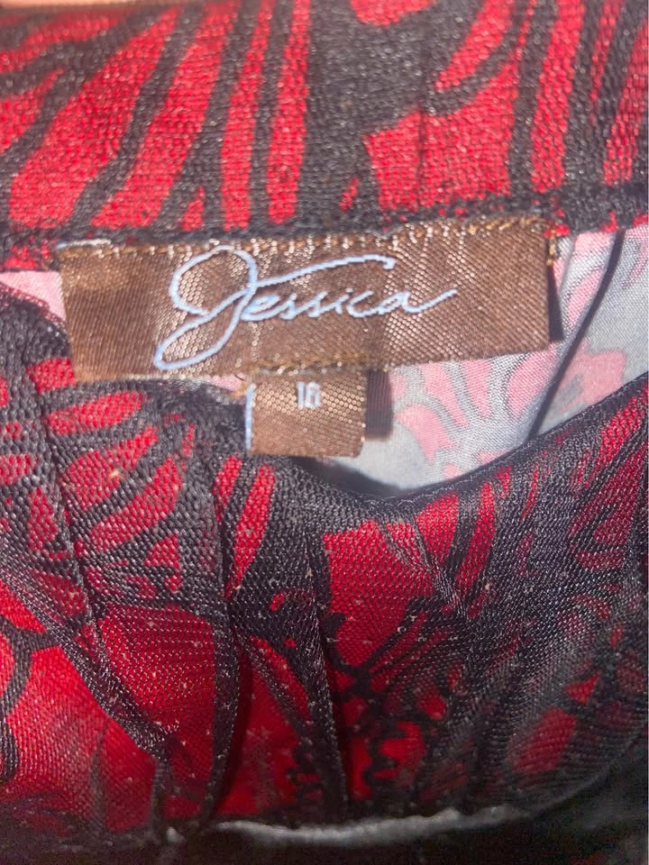 JESSICA Red and Black Alternative Cocktail Floral Dress - photo 3