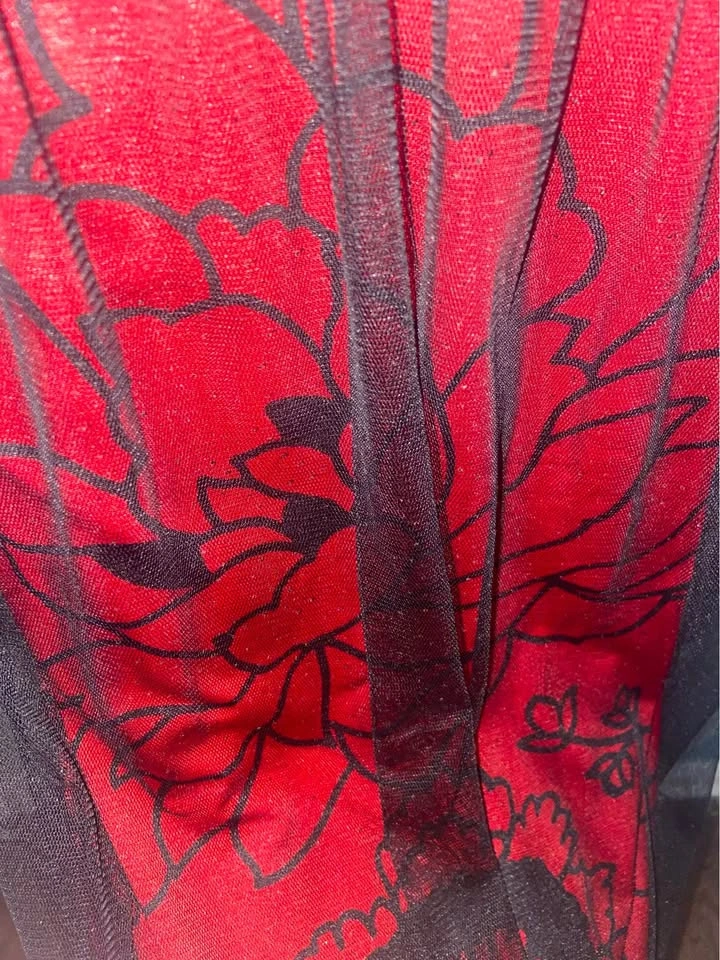 JESSICA Red and Black Alternative Cocktail Floral Dress - photo 4
