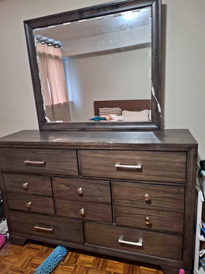 Dark Wood Dresser with Mirror