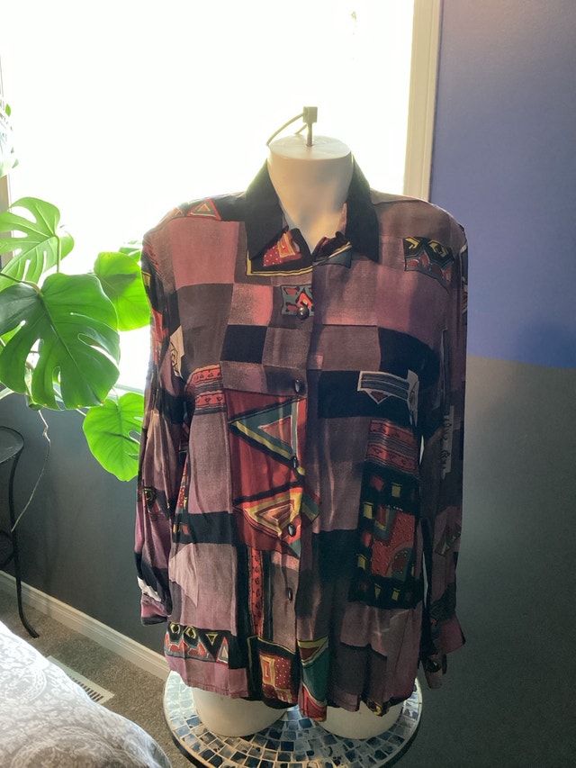 Chagall Abstract Print Button-Up Shirt - photo 2