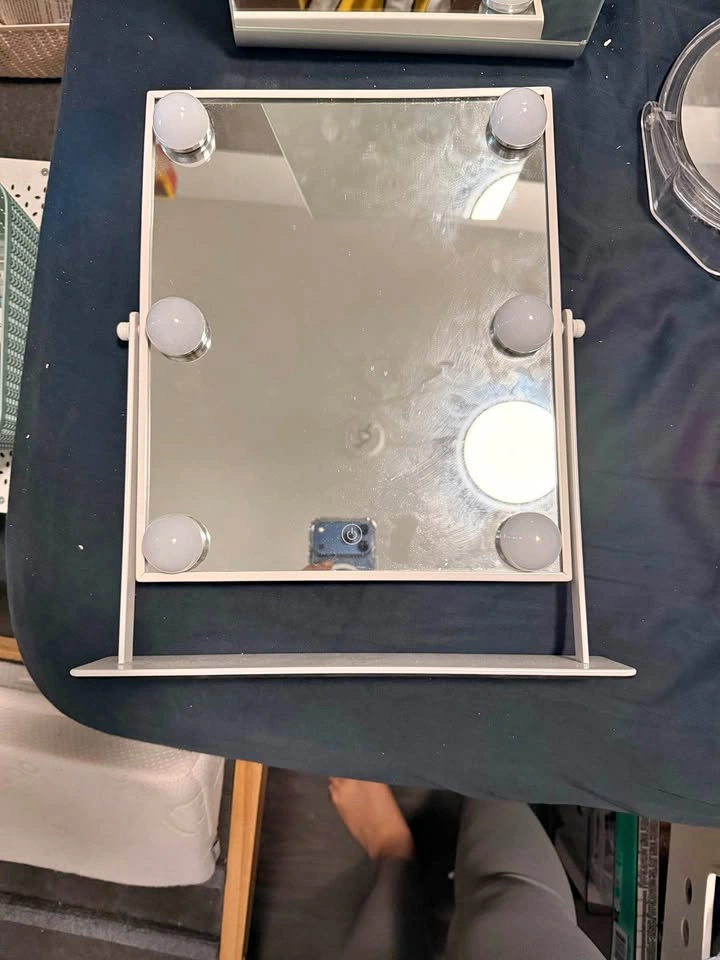 White Hollywood Tabletop Vanity Mirror with LED Lights