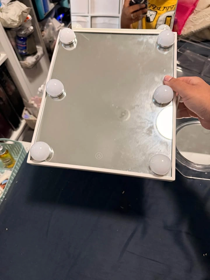 White Hollywood Tabletop Vanity Mirror with LED Lights - photo 3