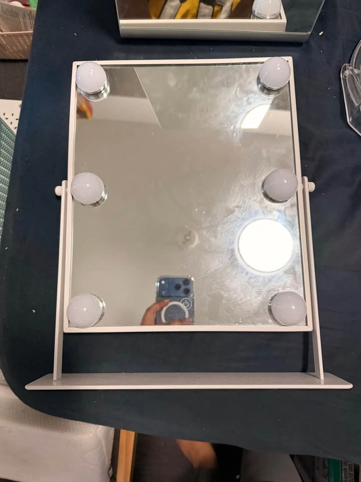 White Hollywood Tabletop Vanity Mirror with LED Lights - photo 5