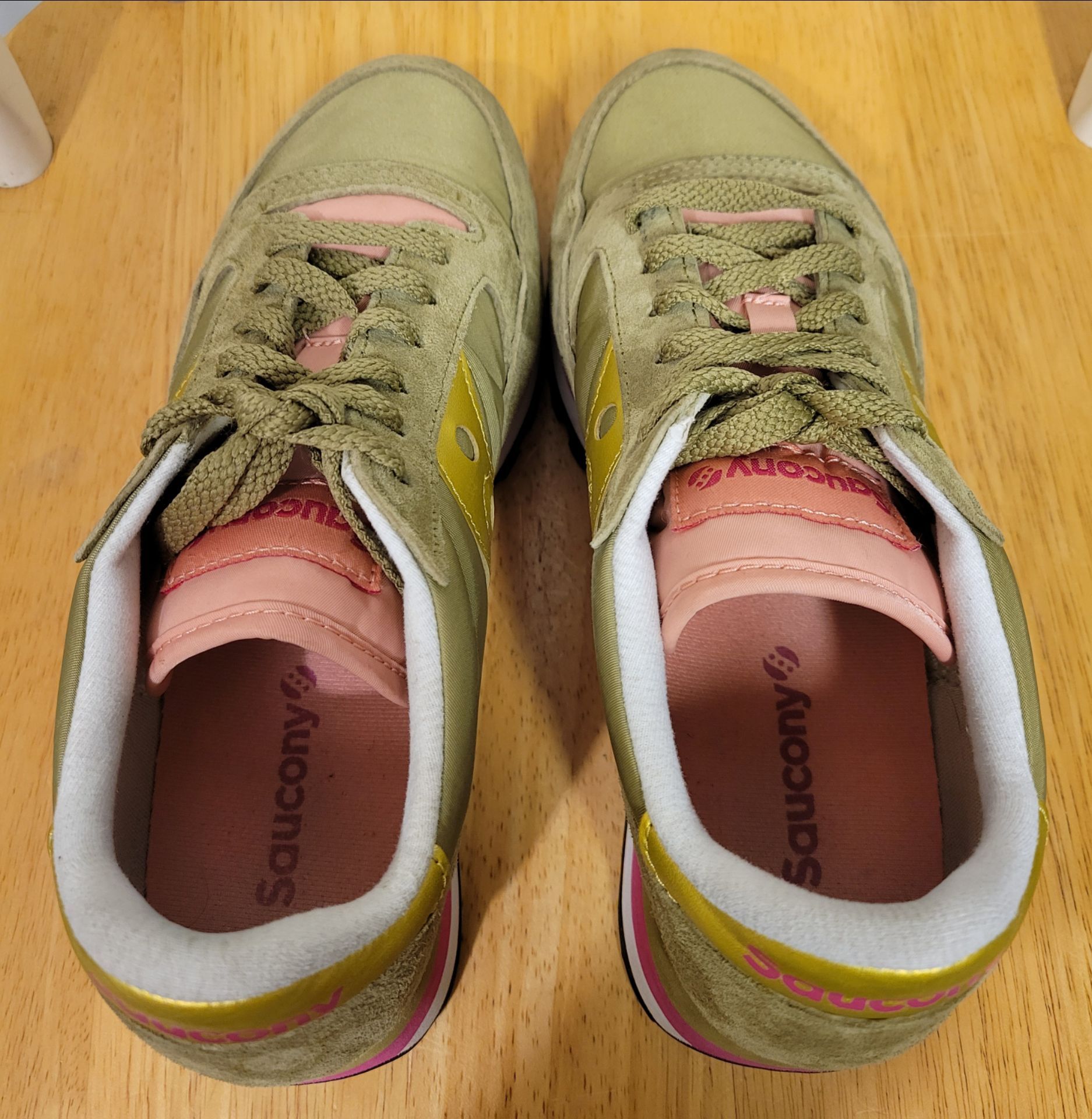 Saucony Womens Jazz Triple Olive Green Suede Pink Sneakers 8.5 - photo 4