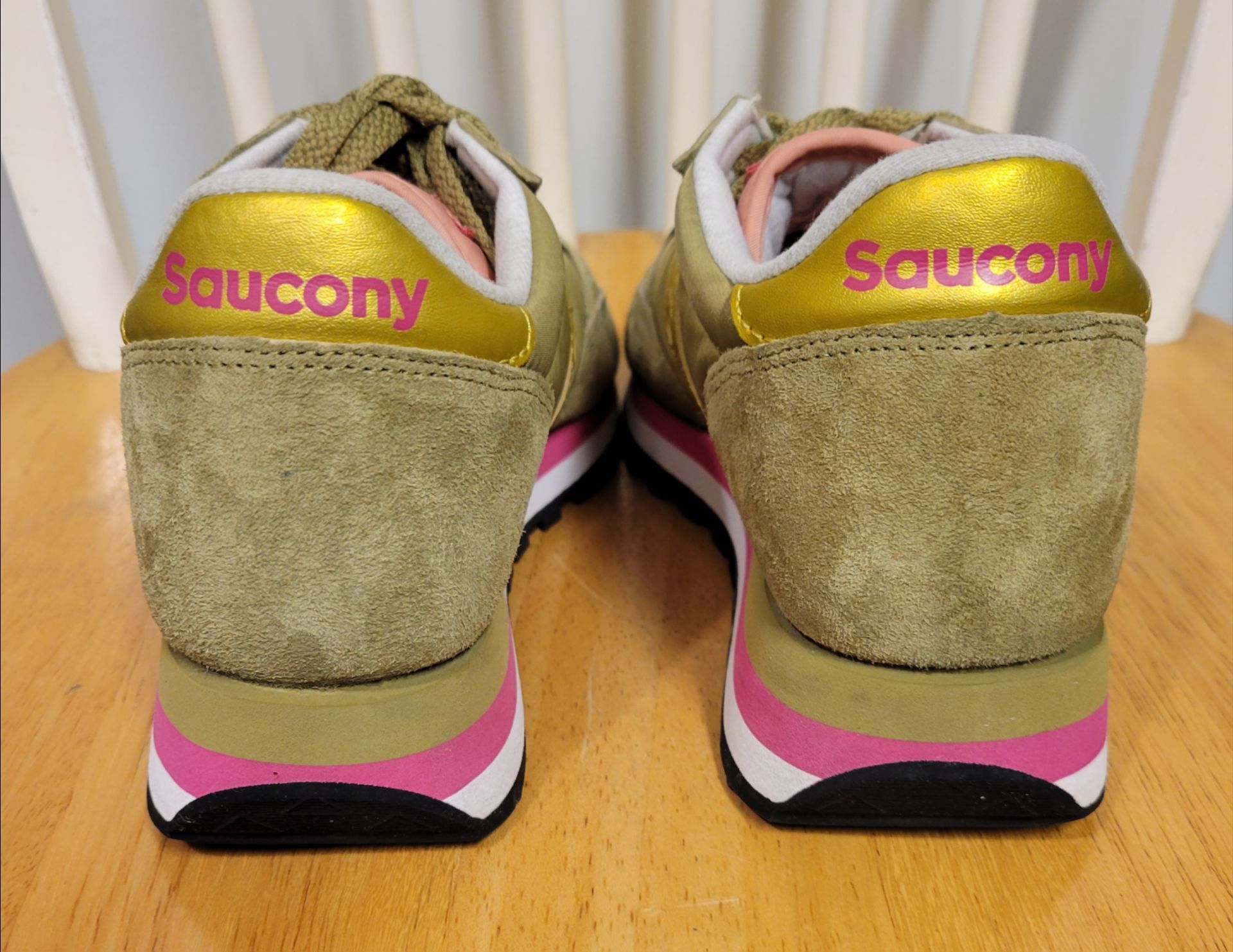 Saucony Womens Jazz Triple Olive Green Suede Pink Sneakers 8.5 - photo 5