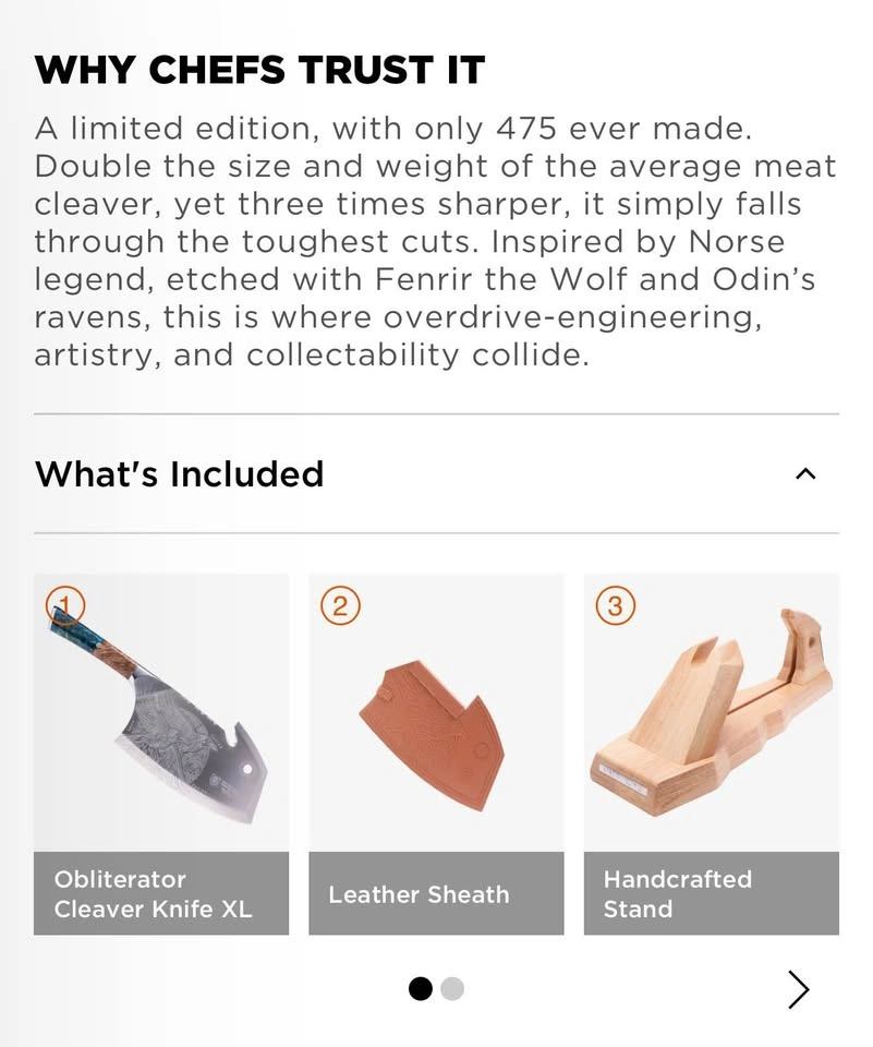 VALHALLA SERIES OBLITERATOR CLEAVER KNIFE XL - photo 5