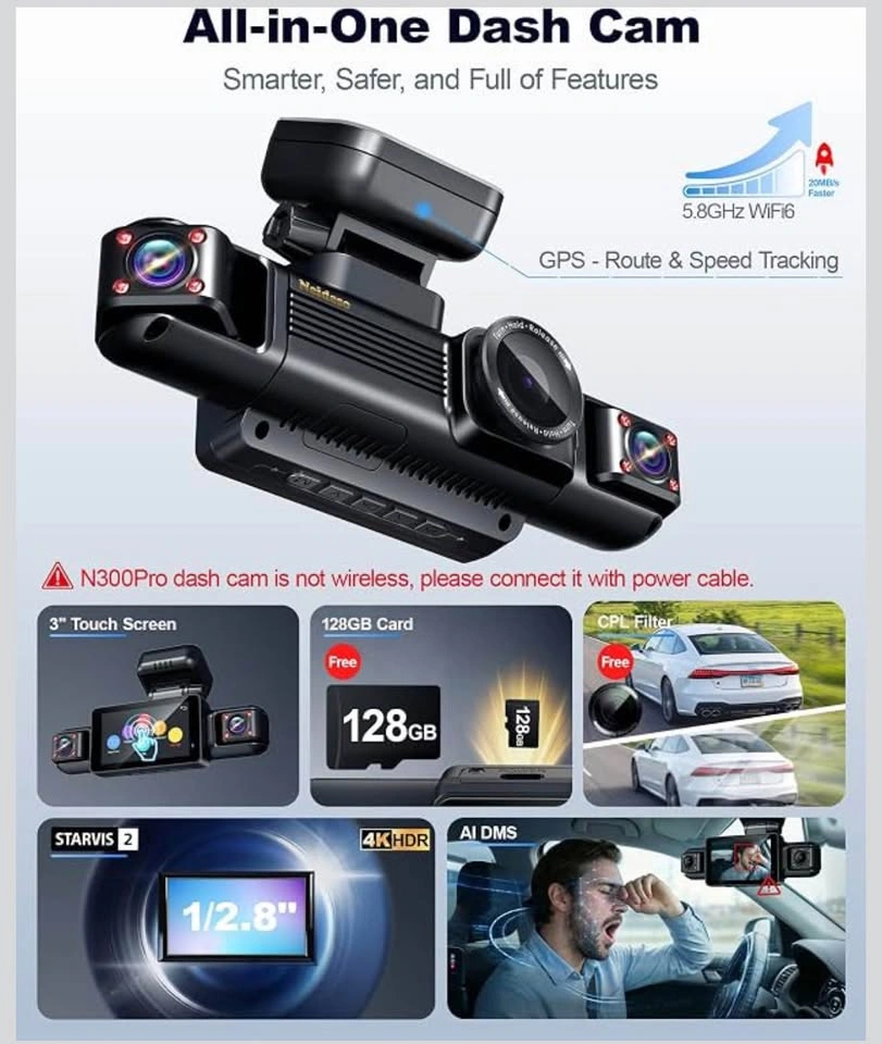 4K Dash Cam Front and Rear, 4 Channel 360 View Car Camera - photo 2