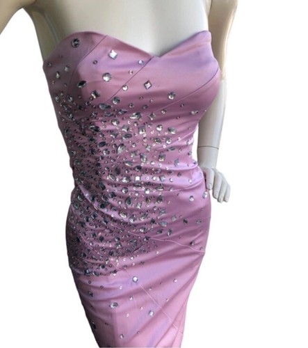 Jane Norman Y2K Light Pink Satin Dress Silver Embellished - photo 2