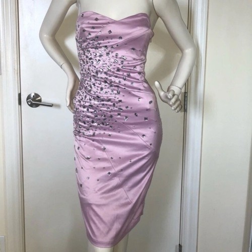 Jane Norman Y2K Light Pink Satin Dress Silver Embellished - photo 3