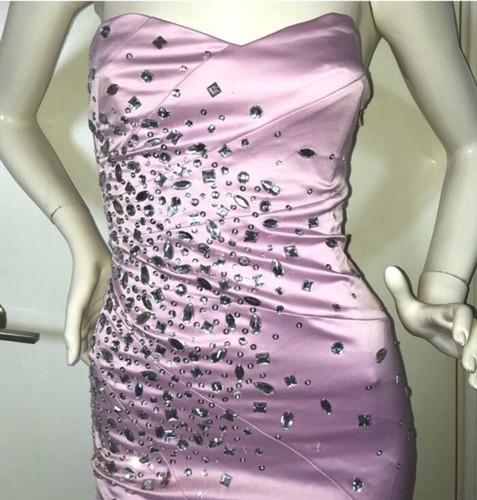 Jane Norman Y2K Light Pink Satin Dress Silver Embellished - photo 5
