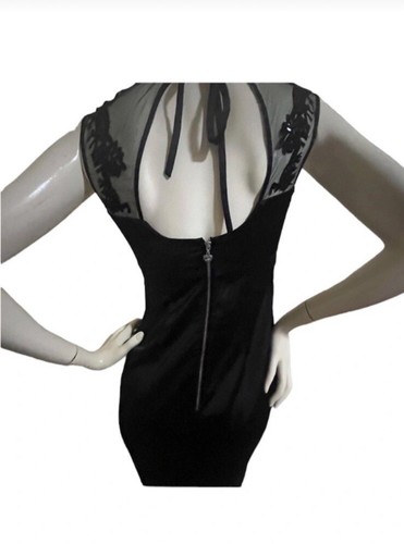 Lipsy Black Lace Mesh Floral Sweetheart Neckline Satin Dress - photo 3