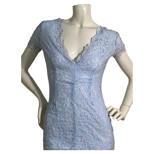 Missguided Powder Blue Lace Overlay V Neck Dress - photo 2